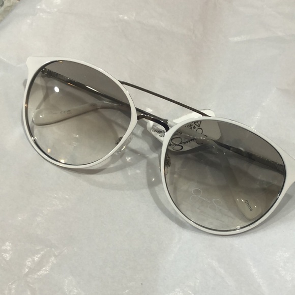 Jessica Simpson j5564 white silver wire frame brow bar smoke lens sunglasses new main image 6